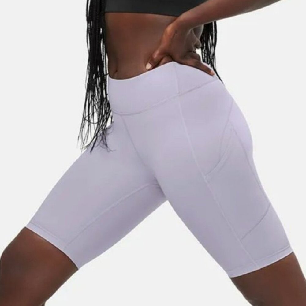 Outdoor Voices Zoom 10” Biker Shorts L Pockets Bike Short Earl Grey Compression